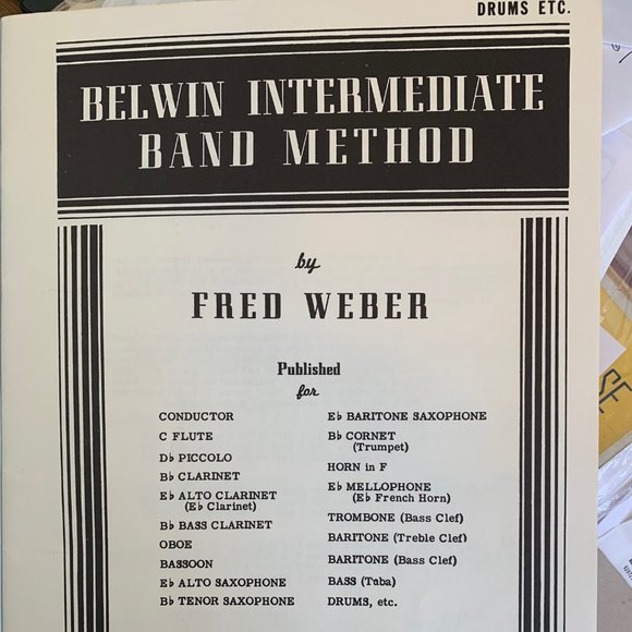 1947 Belwin Intermediate Band Method for All Band Instruments by Fred Weber - Picture 2 of 6